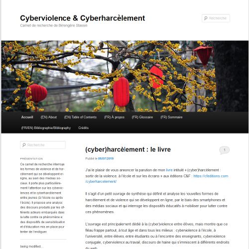 Capture d'écran du carnet Cyberviolence & Cyberharcèlement