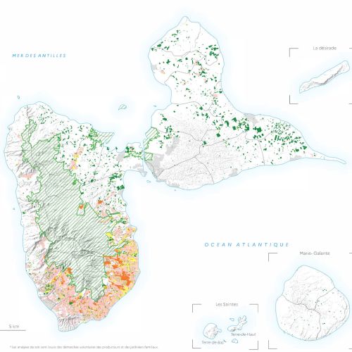 carte de la contamination des sols par chlordécone en Guadeloupe