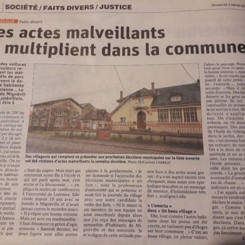 Article de l'Est Républicain (02/02/2020)