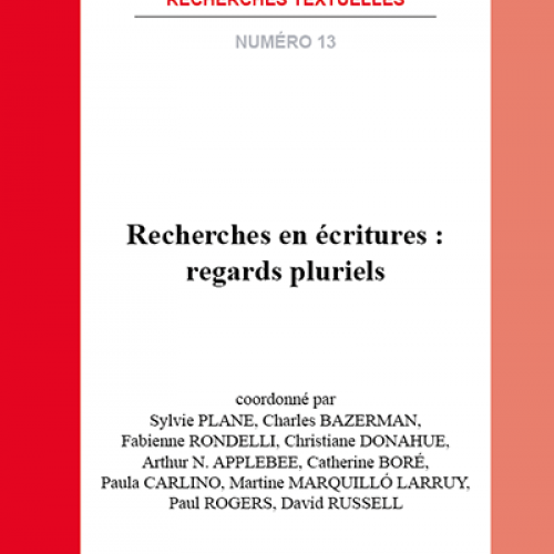 Couverture Recherches en écritures : regards pluriels