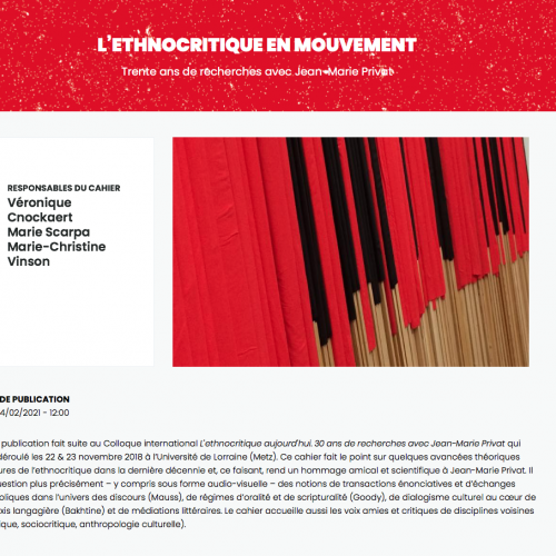 Capture d'écran de la page de la parution. Il un y a un bandeau rouge avec le titre ne blanc et le texte en dessous en noir sur fond blanc