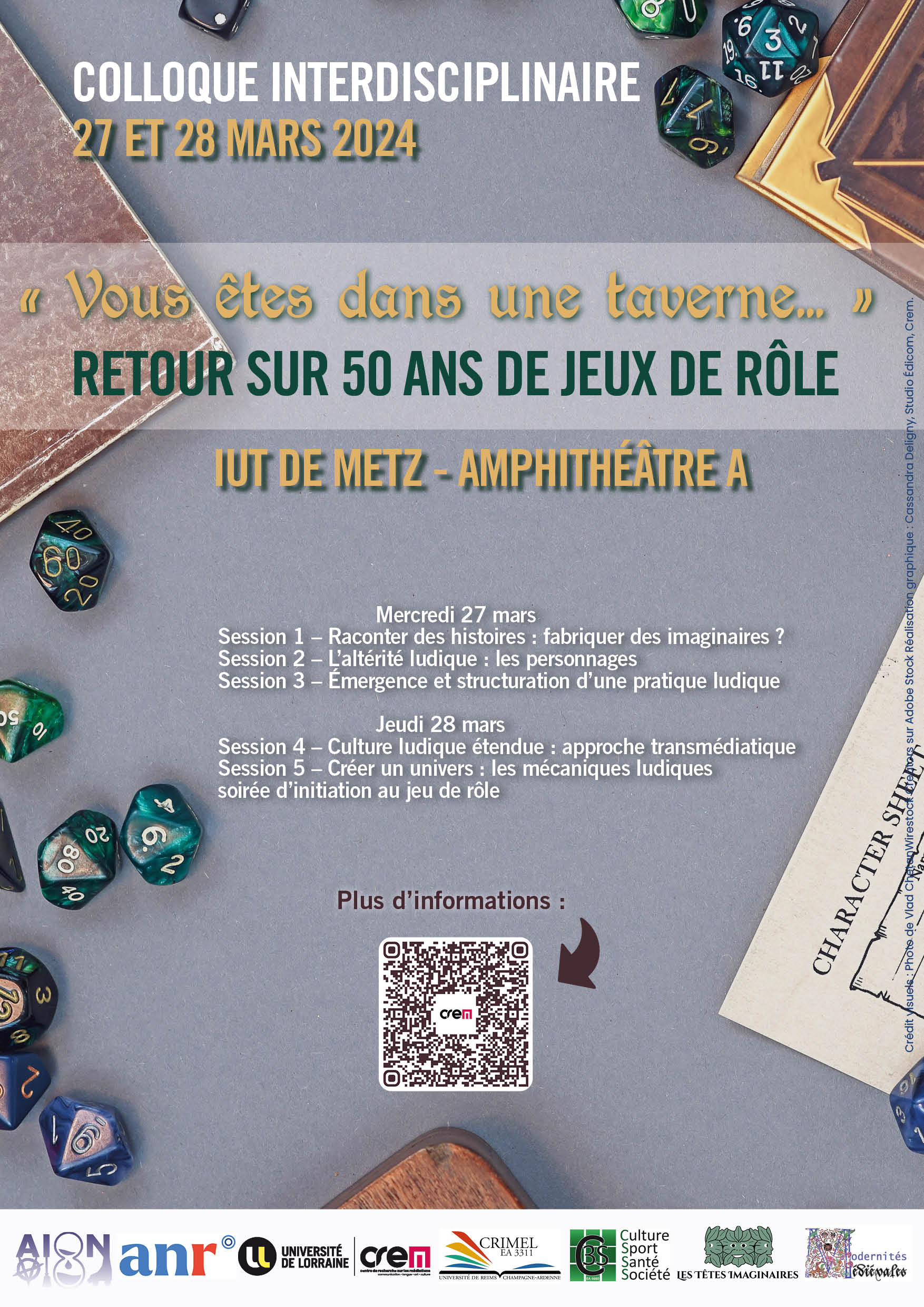 Affiche du Colloque : “Vous êtes dans une taverne…” Retour sur 50 ans de Jeux de rôle