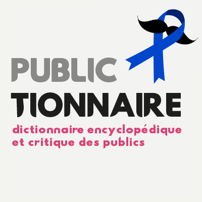 Logo du Publictionnaire avec un ruban bleu avec une moustache