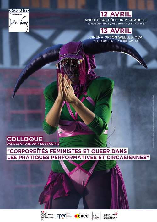 Affiche du colloque Corporéités féministes et queer dans les pratiques performatives et circassiennes