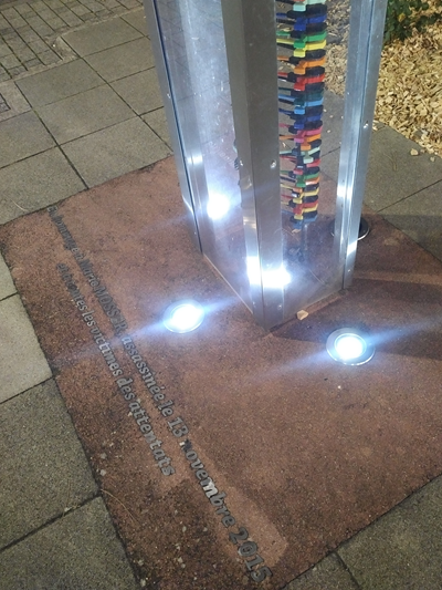 mémorial esplanade Marie Mosser à Nancy en hommage à Marie Mosser et les victimes des attentats du 13 novembre 2015 au Bataclan